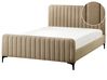 Bett mit Lattenrost Bouclé LUNAN 140 x 200 cm Taupe