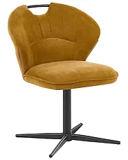 Set of 2 Chairs Swivel WORCESTER Chenille Mustard_1164791