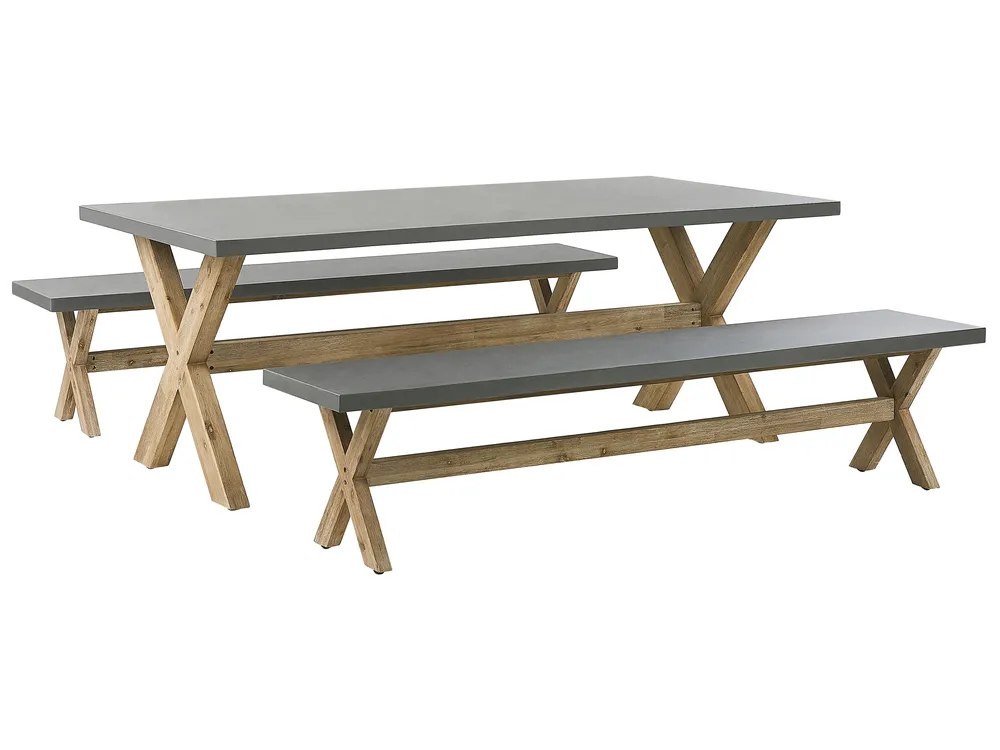 Gartenmöbel Set mit Bänken 6-Sitzer OLBIA Beton Grau