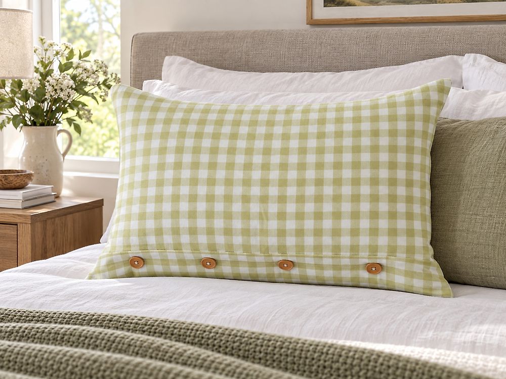 Throw Cushion TALYA 40 x 60 cm Olive Green Checked