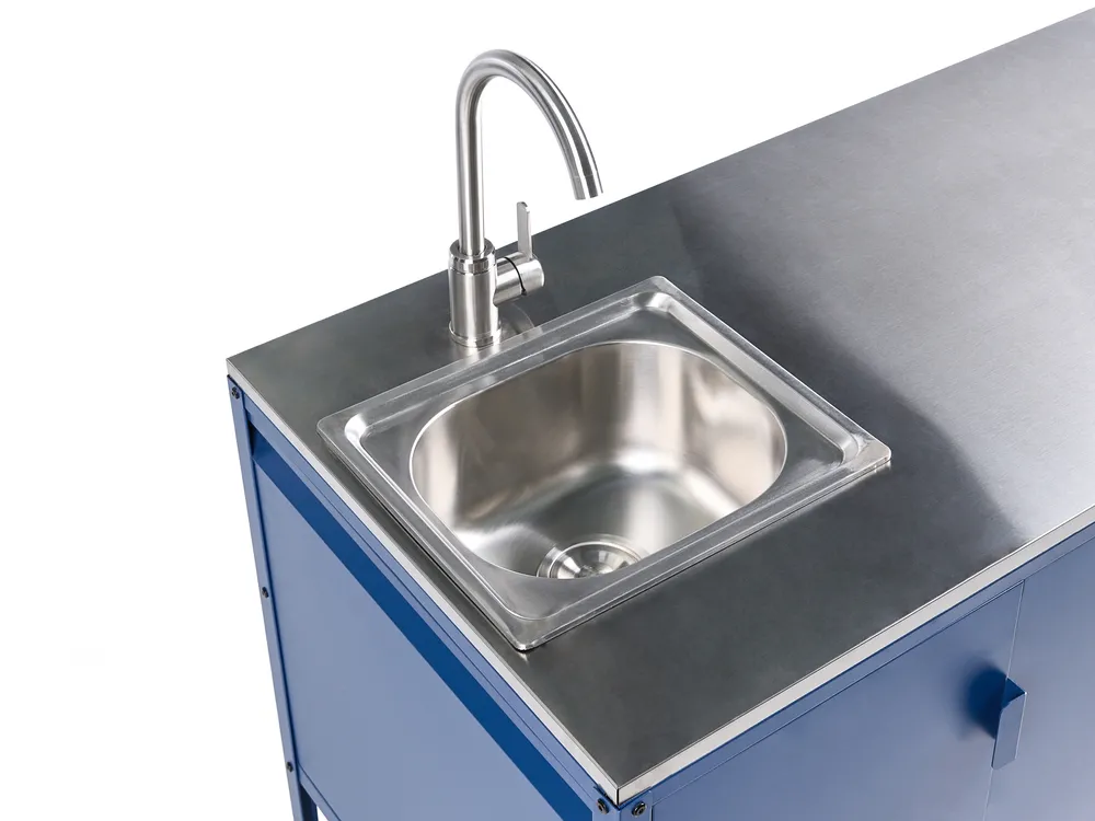 Outdoor-Küche 2er Set mit Spüle MAENZA Blau Metall_1044878
