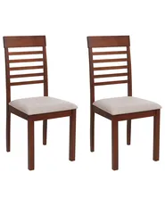 Esszimmerstuhl 2er Set ORTLEY Holz Dunkelbraun / Taupe_926597
