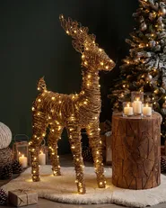 Weihnachtsdekoration LED GRINDAVIK 97 cm Rentier Naturfarben_1144476