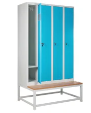 4-Door Storage Locker with Bench ATHLETE Metal Grey/ Blue_1011819