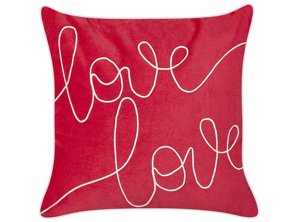Throw Cushion SIDERASIS 45 x 45 cm Velvet Red Text
