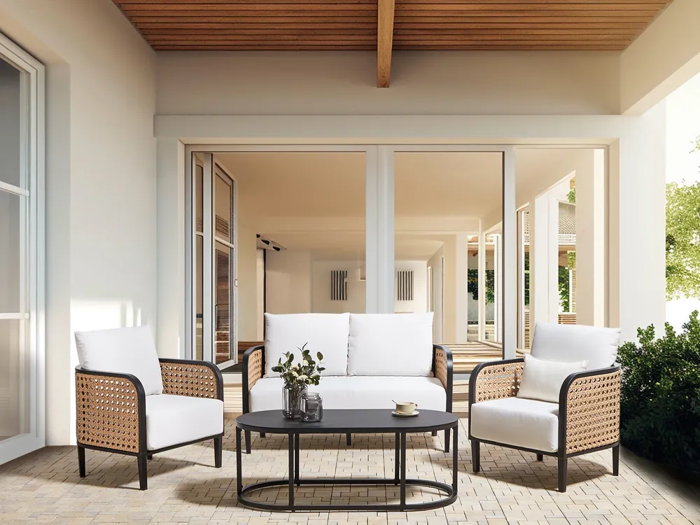 Lounge Set mit Tisch 4-Sitzer MONTEFALCO Metall Weiß