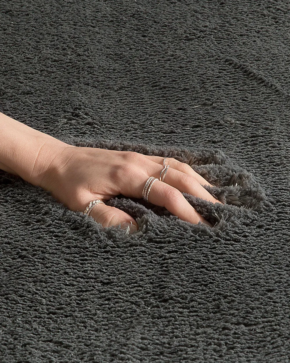 Shaggy Rug EVREN Dark Grey 140 x 200 cm_758605