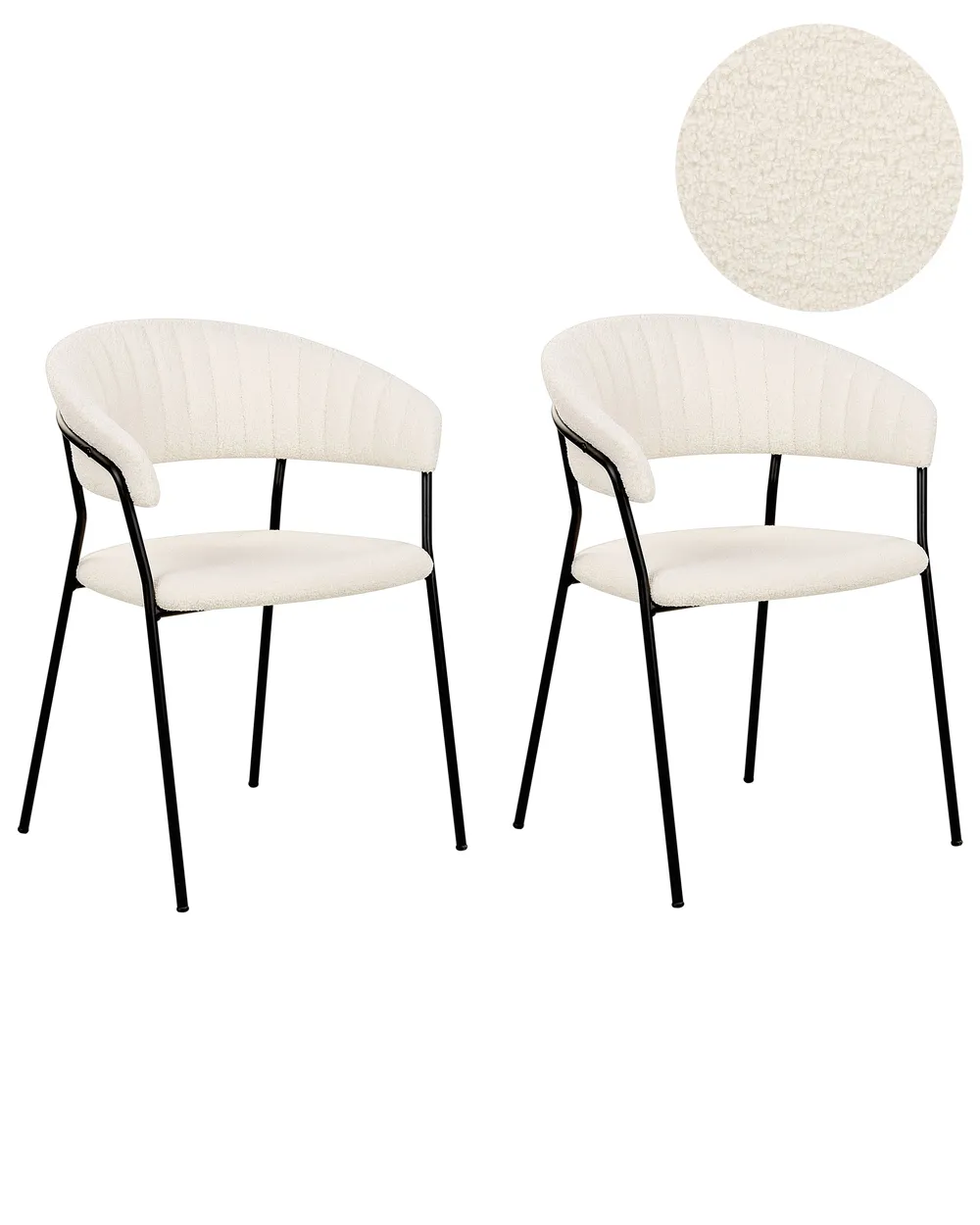 Set of 2 Dining Chairs MARIPOSA Boucle Off-White