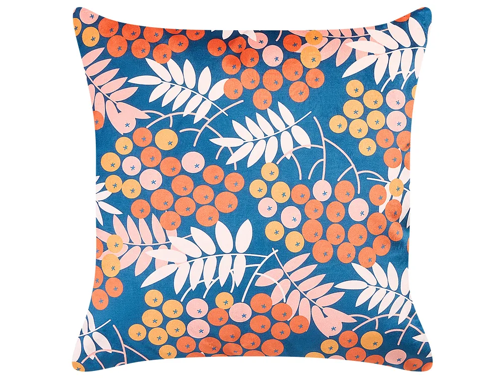 Set of 2 Decorative Cushions SUMAC 45 x 45 cm Velvet Multicolour Plant Pattern_857735