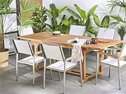 Extending Garden Dining Table JAVA 160/220 cm 90 cm Acacia Wood Light Brown_1155094