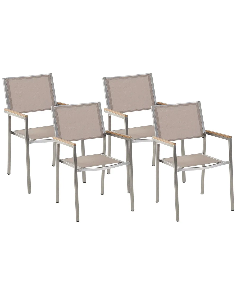 Gartenstuhl 4er Set GROSSETO Edelstahl Beige