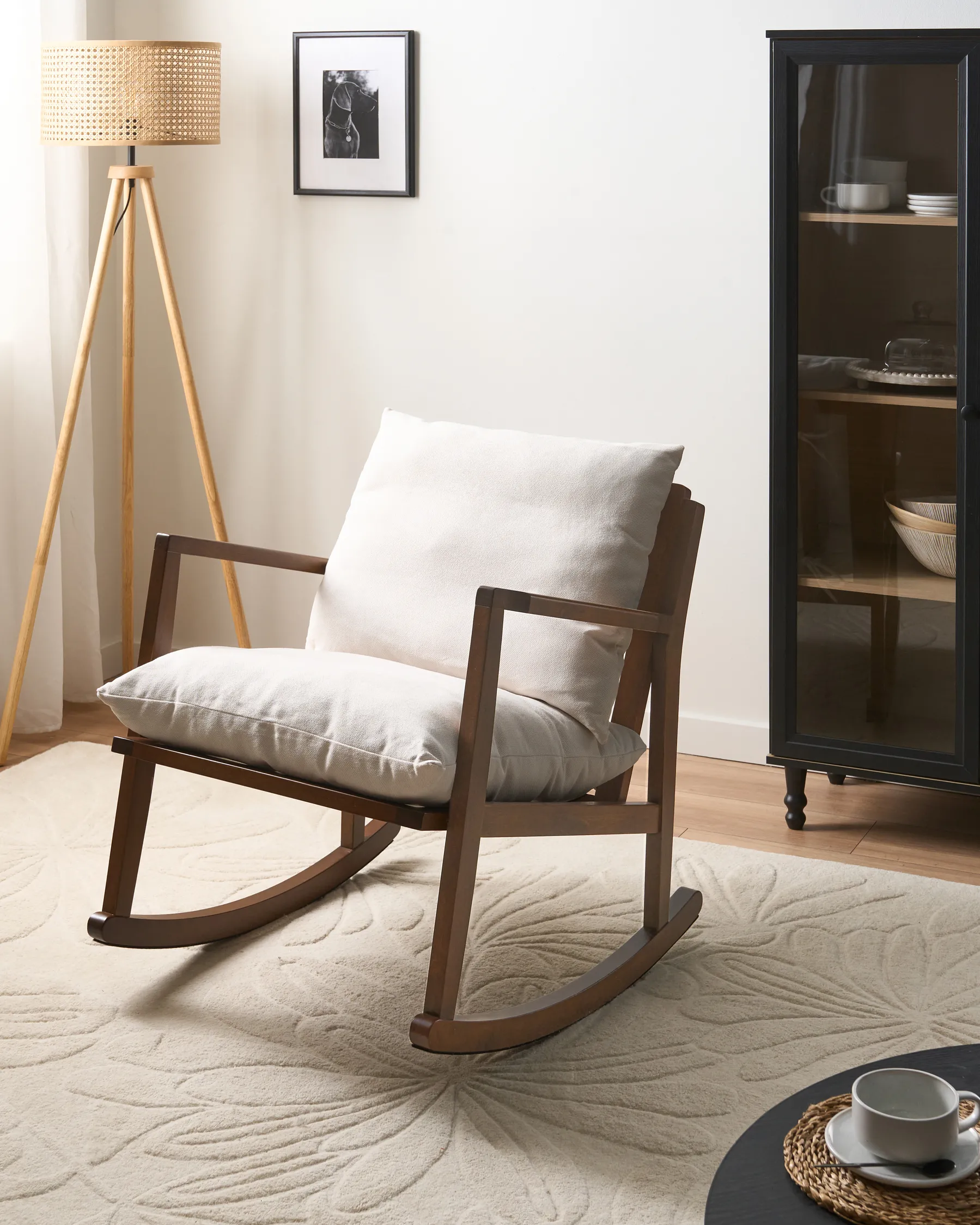 Rocking Chair KJEVIK Wood Brown/ Light Beige_1070514