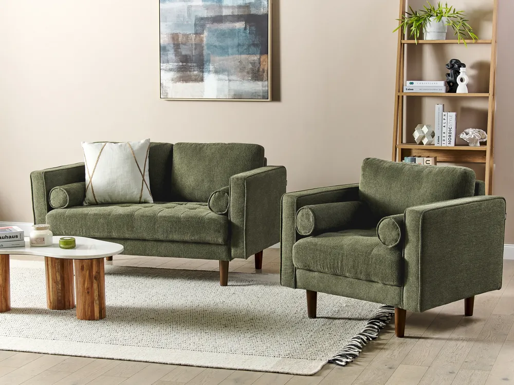 Sofa Set 3-Sitzer NURMO Stoff Dunkelgrün