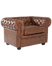 Armchair CHESTERFIELD Faux Leather Golden Brown_537815