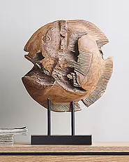 Figuur Vis PLAICE FISH Teakhout Bruin_879058