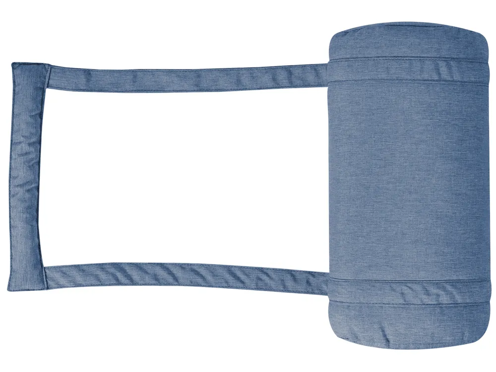 Sun Lounger with Cushion AMANTEA PREMIUM Reclining Acacia Wood Blue_1070464