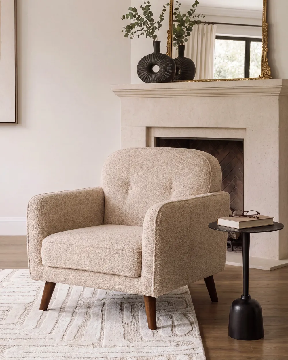 Living Room Set 4 Seater ETTRUM Boucle Beige_1113409