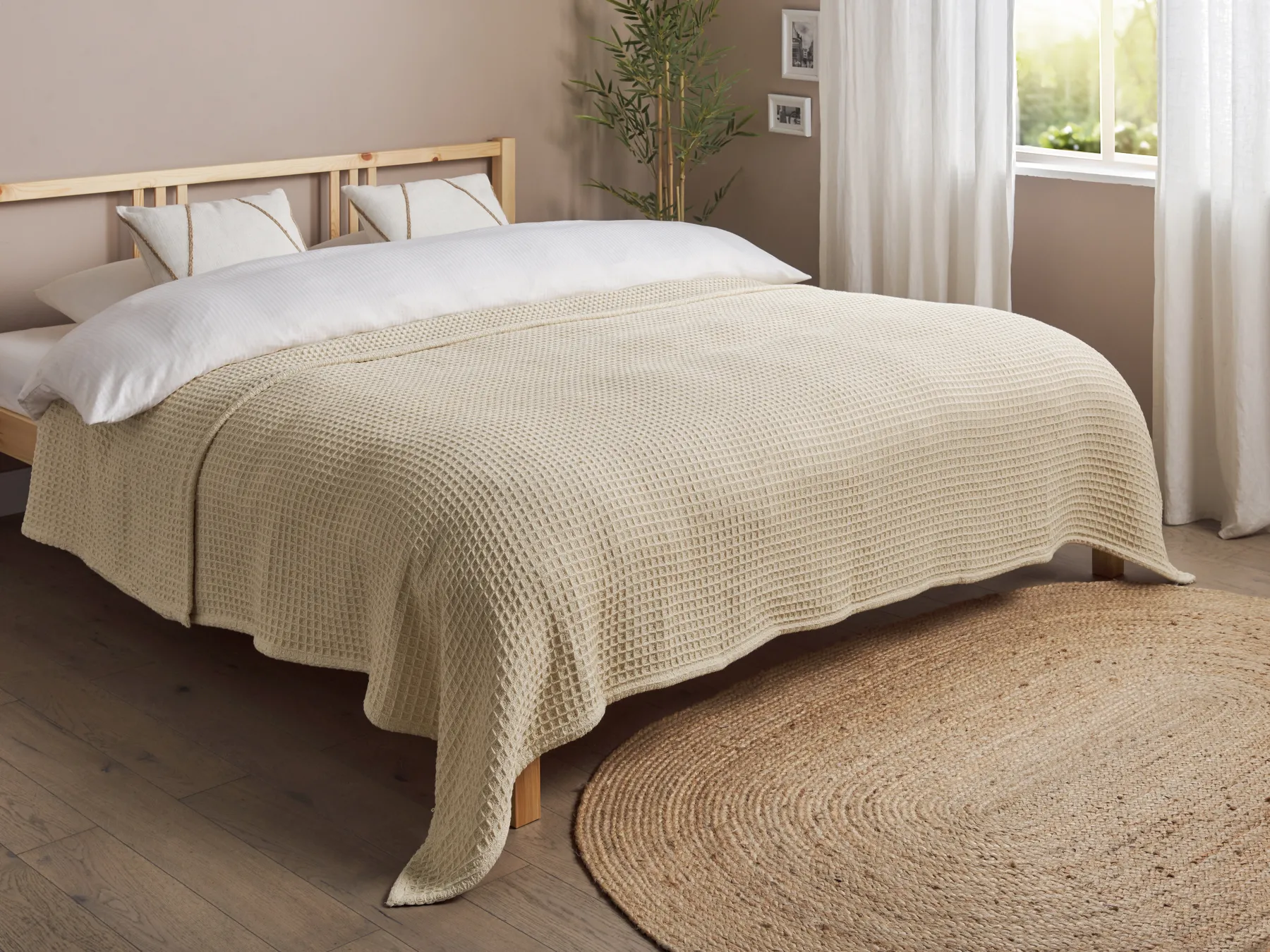 Tagesdecke CHAGYL Baumwolle 220 x 240 cm Beige_917914
