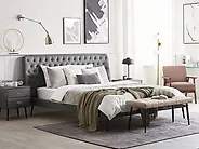 Bett mit Lattenrost Kunstleder ESSONNE 180 x 200 cm Grau_1179476