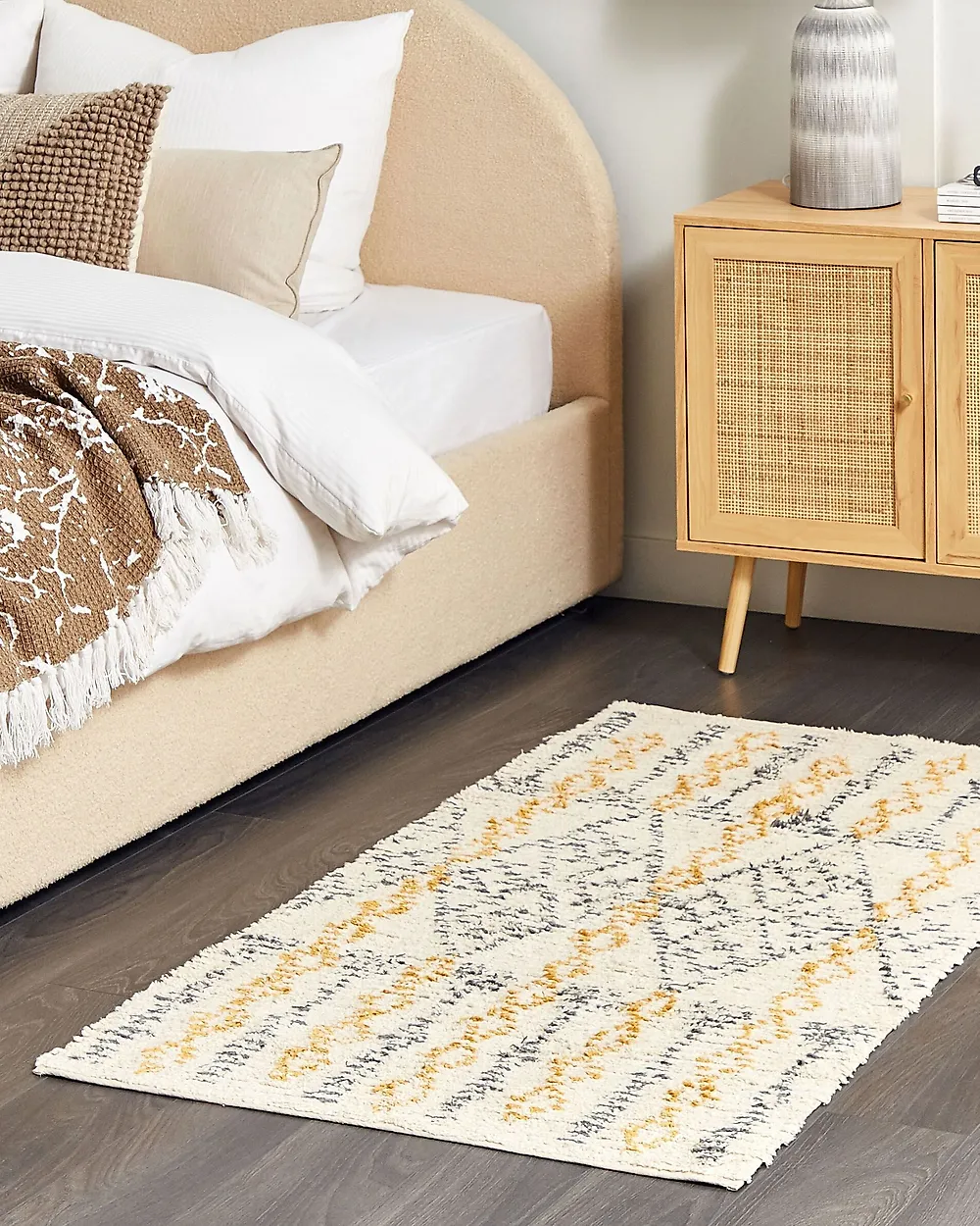 Teppich KADAPA Beige 80 x 150 cm Baumwolle_1179141