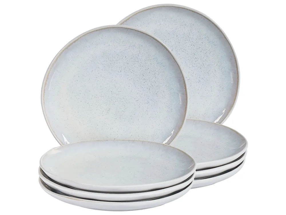 Dessertteller 8er Set SESAME Steinzeug Hellgrau 21 cm