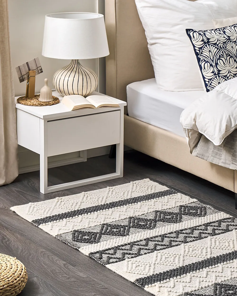 Rug DAVUTLAR Light Beige 80 x 150 cm Wool_1178940