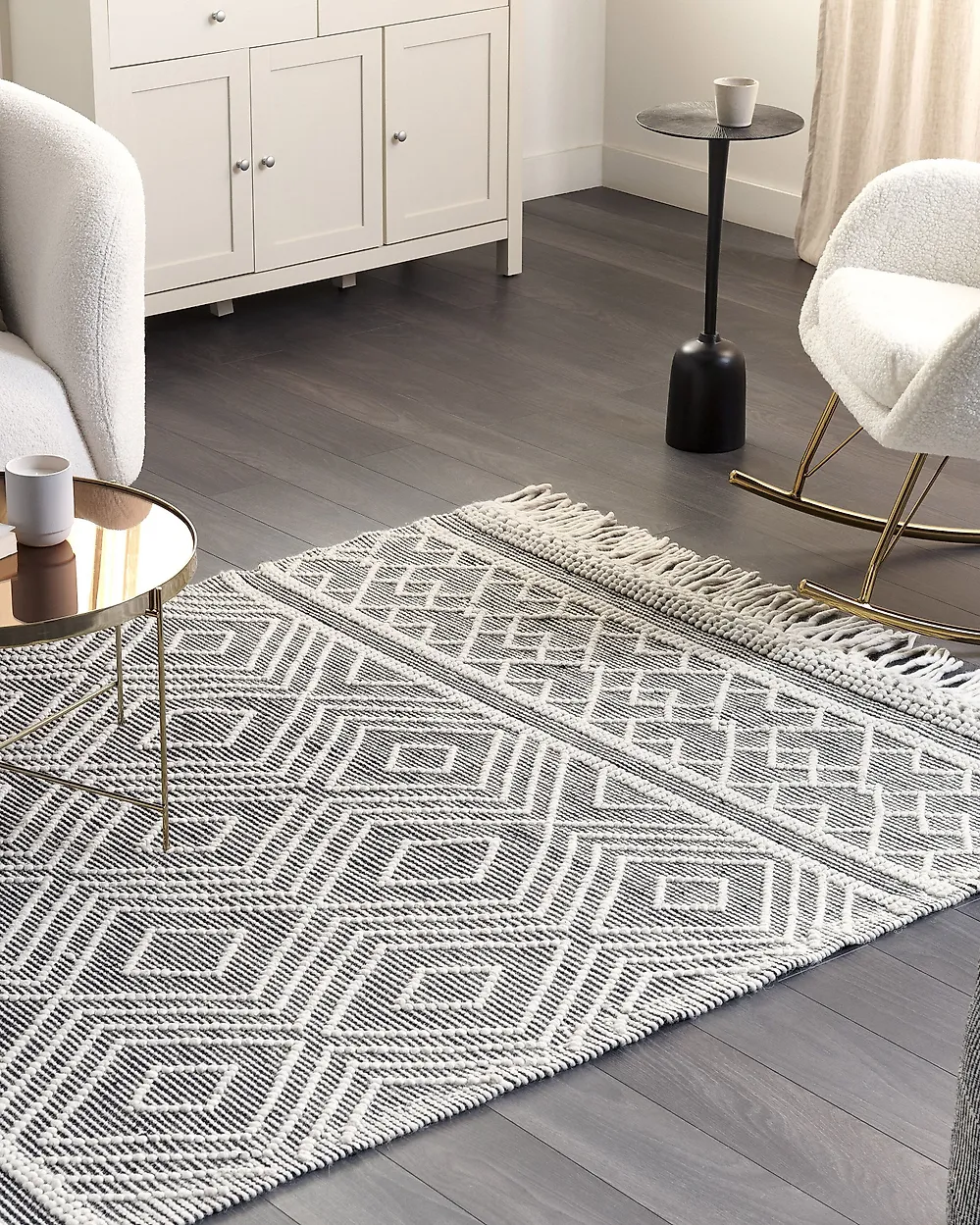 Teppich SAVUCA Schwarz 160 x 230 cm Wolle_1182460