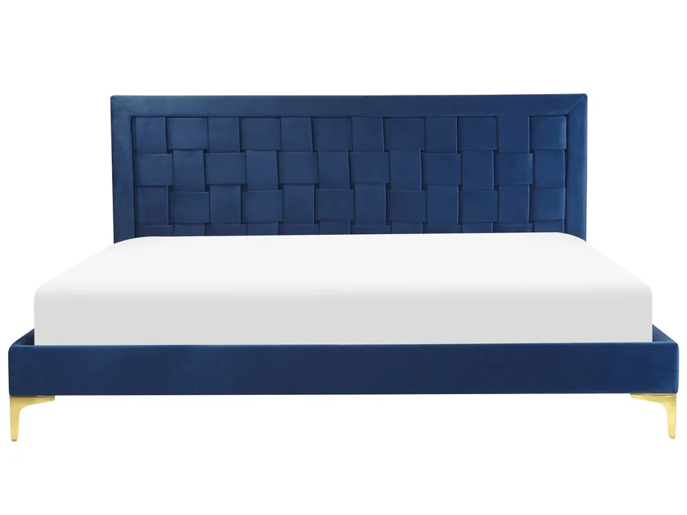 Bett mit Lattenrost Samtstoff LIMOUX 180 x 200 cm Marineblau_867274