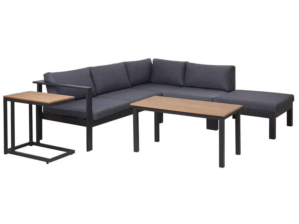 Garten Ecksofa mit Tisch 5-Sitzer MESSINA Metall Schwarz linksseitig_769435