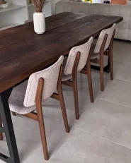 Set of 2 Dining Chairs BLANE Boucle Dark Brown/ Taupe_1050816