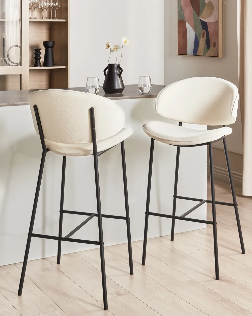 Set mit 2 Barstühlen KIANA Hellbeige