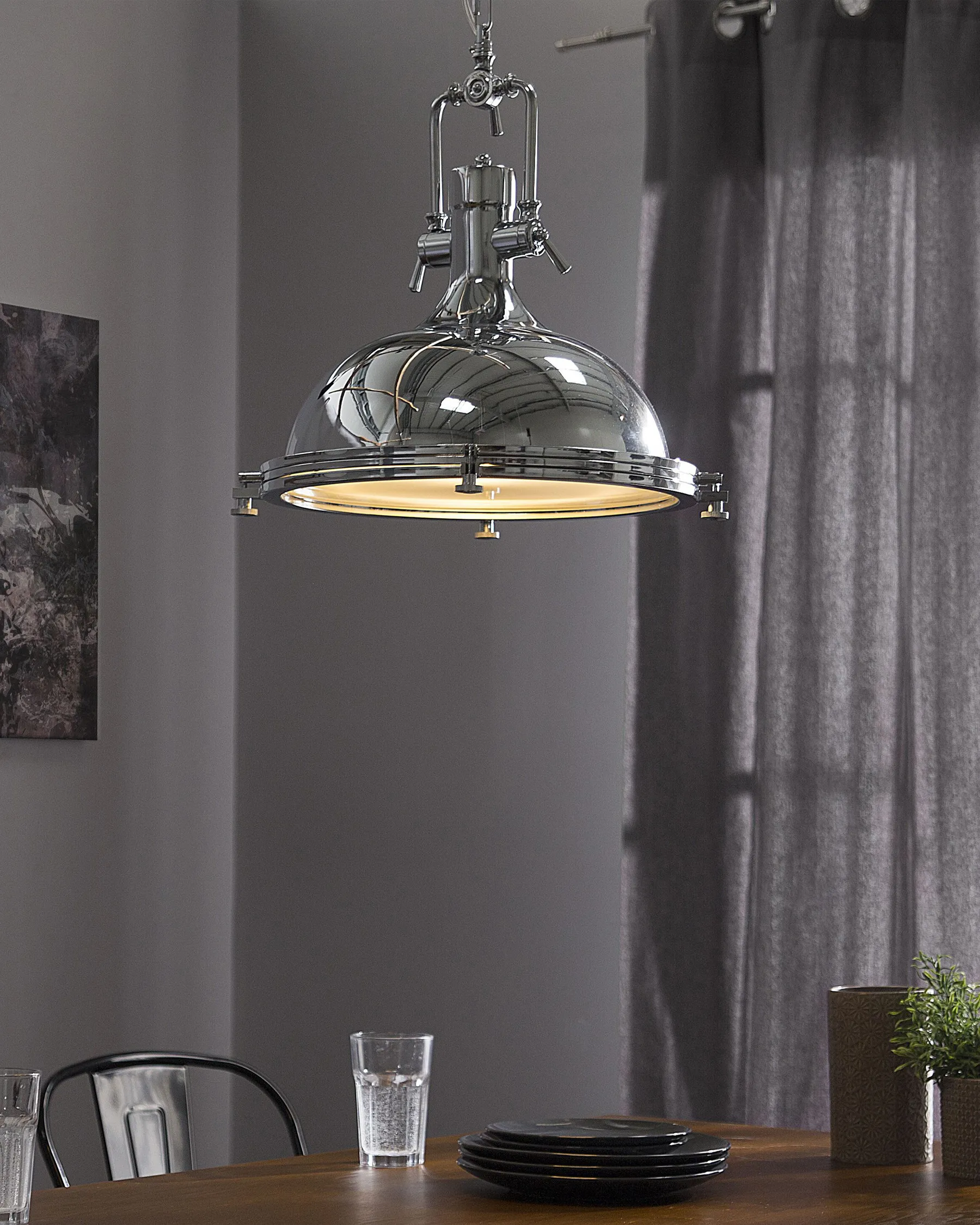 Pendant Lamp EBRON Metal Silver_694658