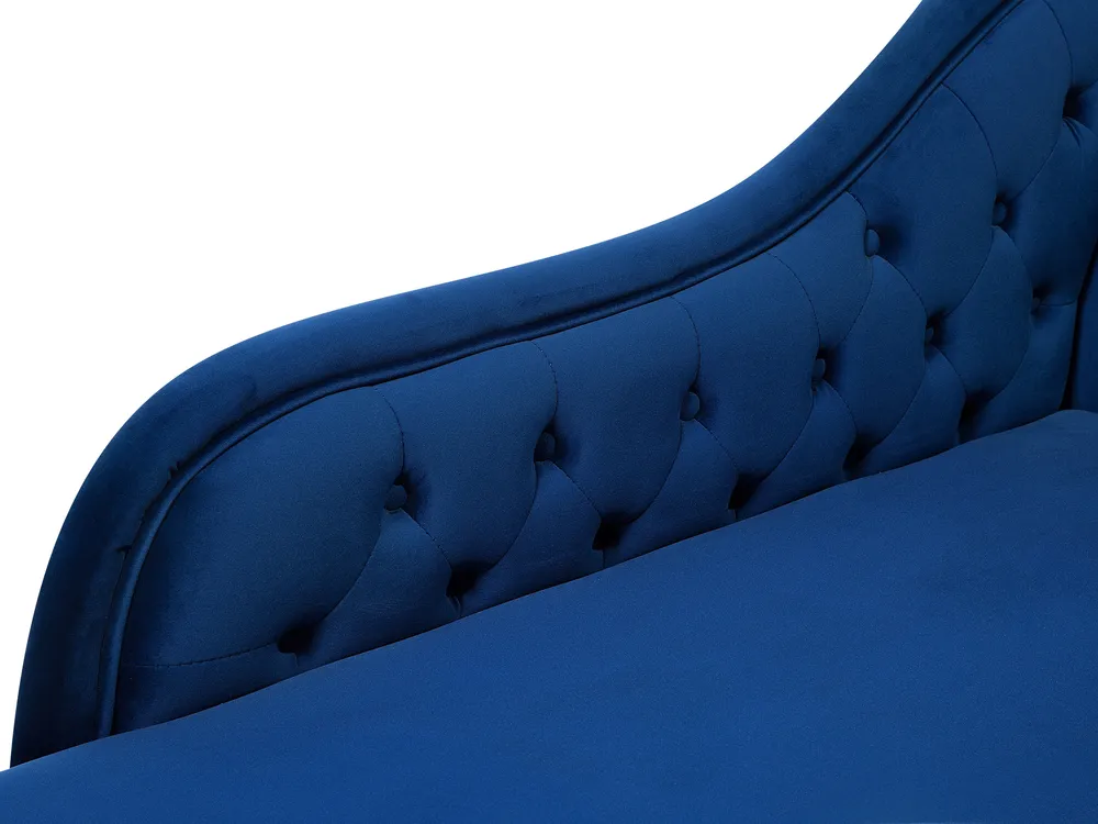 Rechtsseitige Chaiselongue NIMES Samtstoff Marineblau_712470