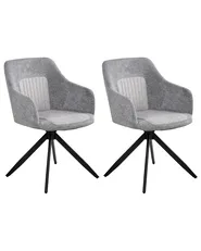 Esszimmerstuhl 2er Set drehbar LIKELY Stoff Grau_1042415