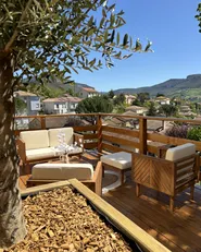 Garden Lounge Set with Table and Ottoman 4 Seater BARATTI Acacia Wood Brown_940522