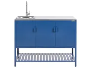 Outdoor-Küche 2er Set mit Spüle MAENZA Blau Metall_1044964