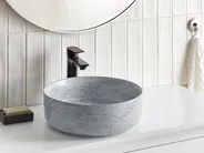 Aufsatzwaschbecken GUDAR ⌀ 37 cm Keramik Grauer Betoneffekt_923352