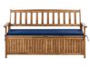 Gartenbank mit Auflage SOVANA 160 cm mit Stauraum Akazienholz Blau