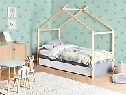 Kinderbett Haus Kiefernholz ORGEVAL 90 x 200 cm mit Stauraum Grau_1179014