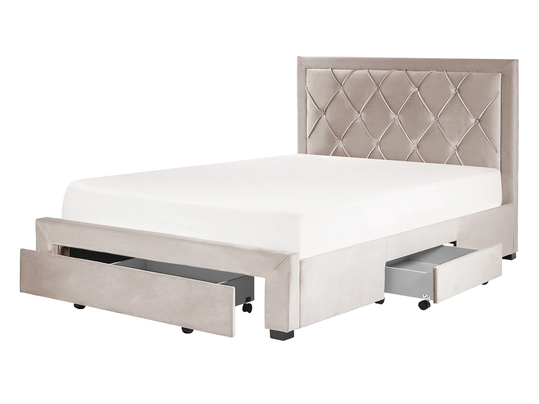 Bed with Storage Drawers LIEVIN Velvet Beige 140 x 200 cm (EU Double)_858020
