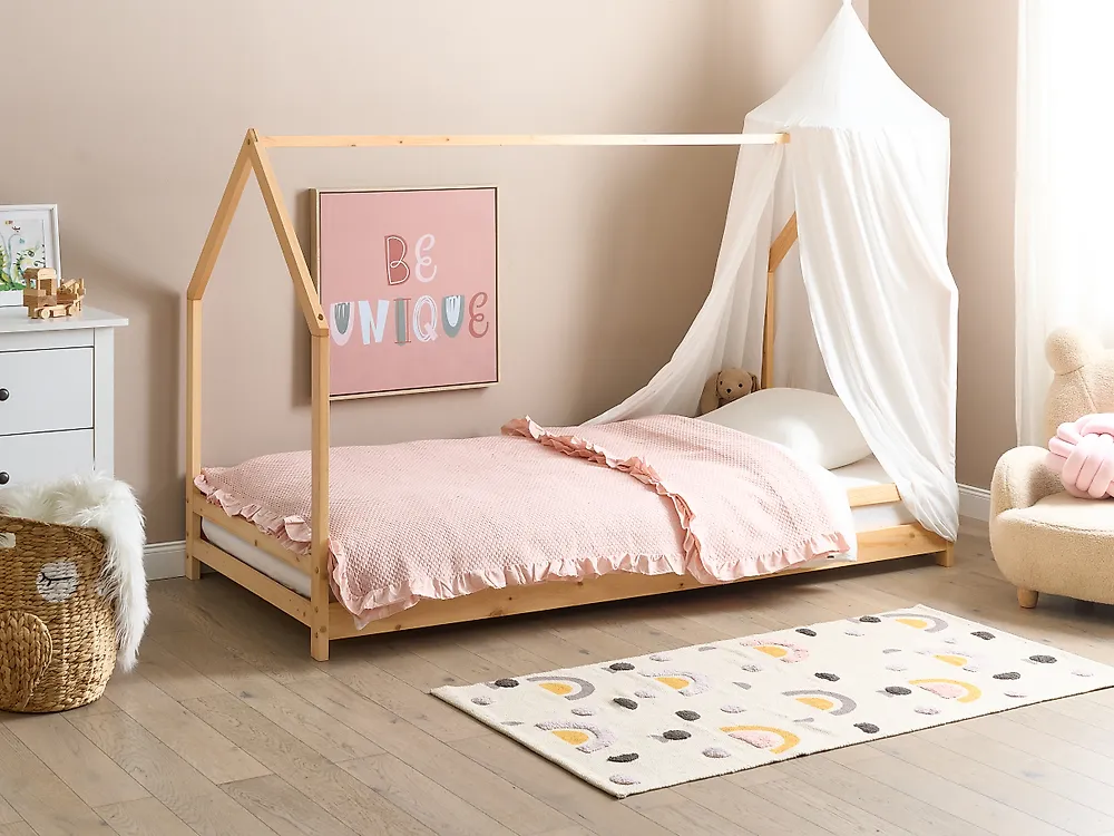 Kids Bed House Pine Wood APPY 90 x 200 cm (EU Single) Light Brown_1175189
