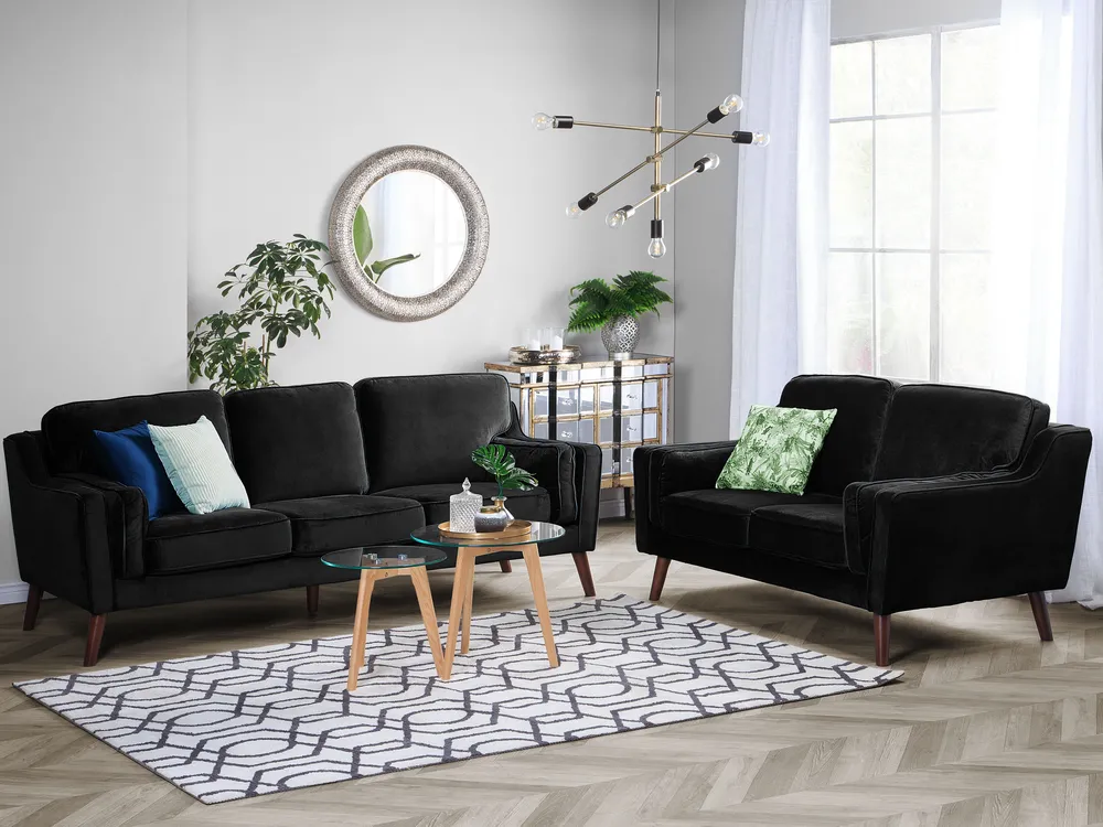 Sofa 3-Sitzer LOKKA Samtstoff Schwarz_705440