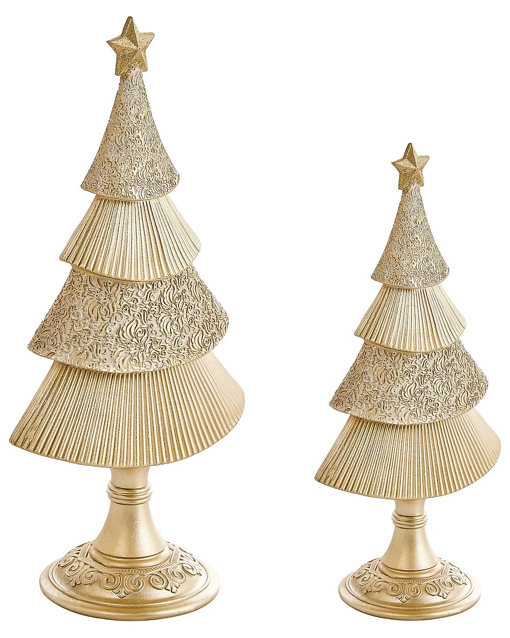 Lot de 2 décorations de Noël ERVASTI 32/41 cm Arbre de Noël Doré