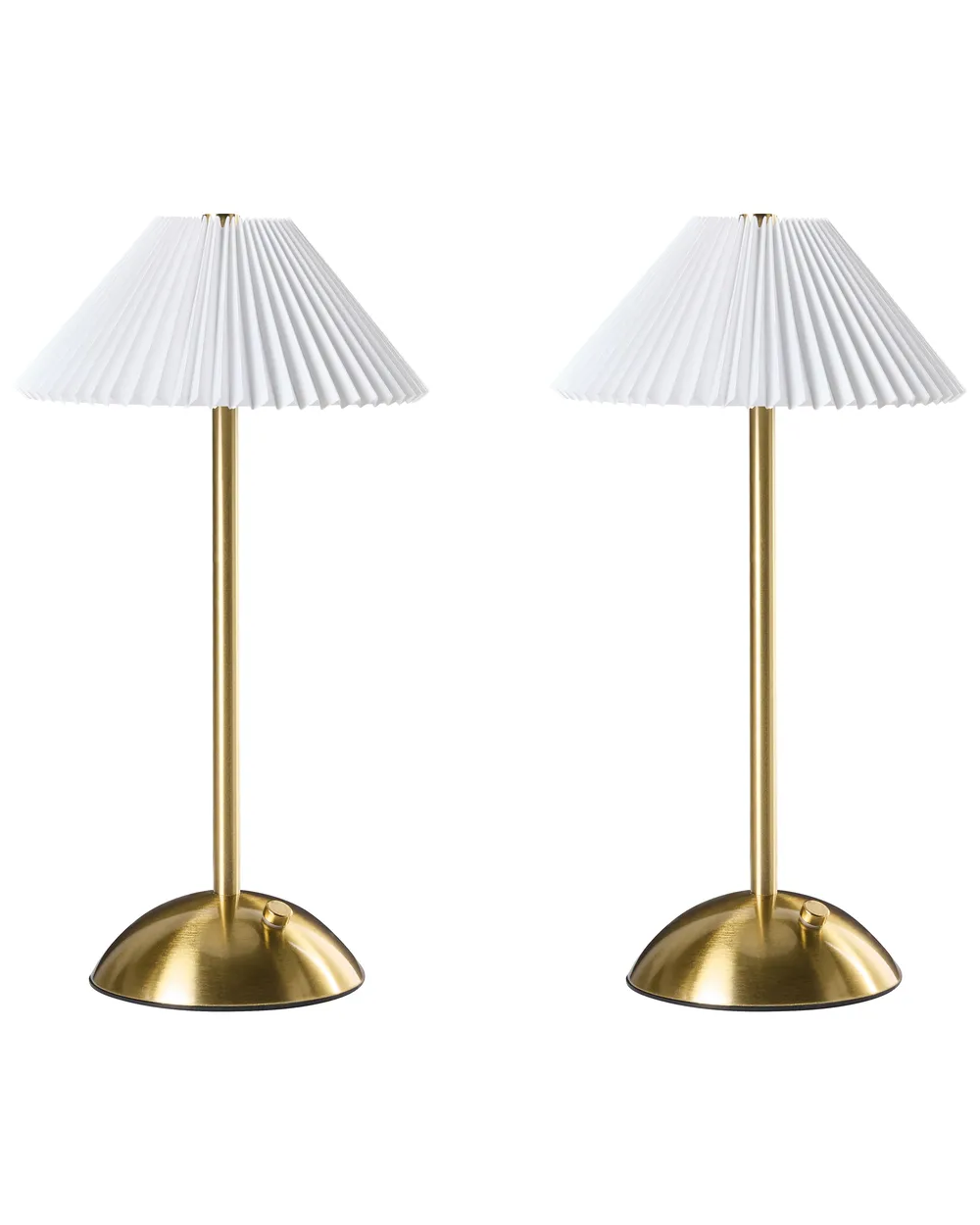 Kabellose LED Tischlampe 2er Set RUBA mit Dimmer Metall Gold