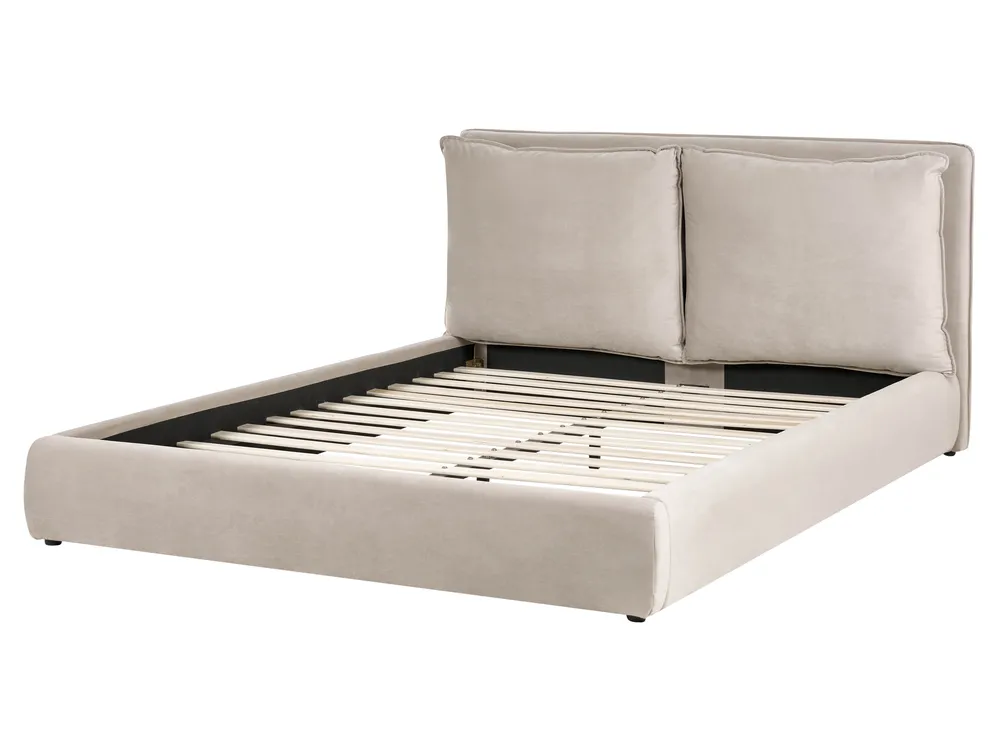 Bett mit Lattenrost Samtstoff BAJONNA 160 x 200 cm Taupe_1009634
