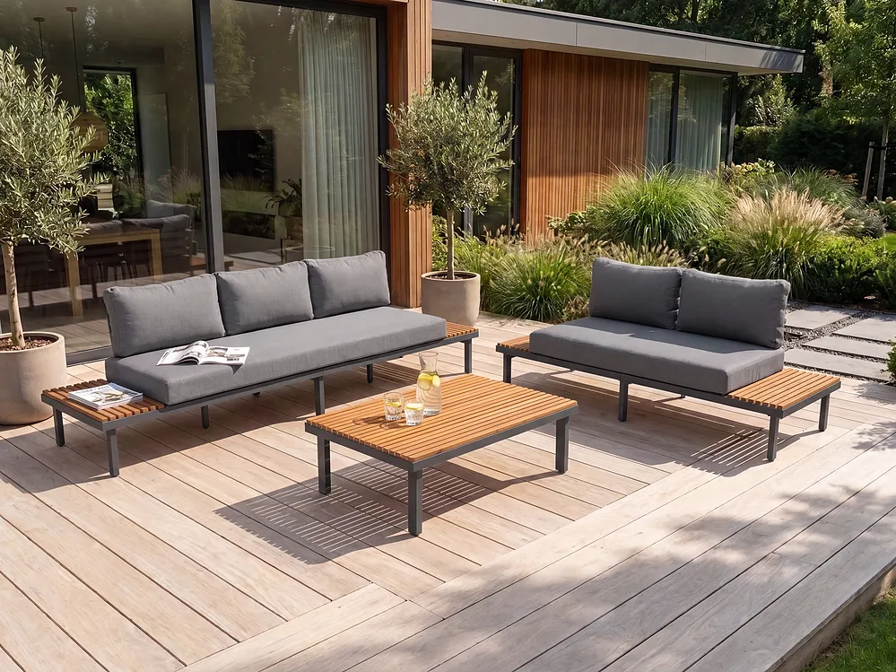 Garden Coffee Table FIVIZZANO 70 cm 90 cm Acacia Wood Dark Grey_1159432