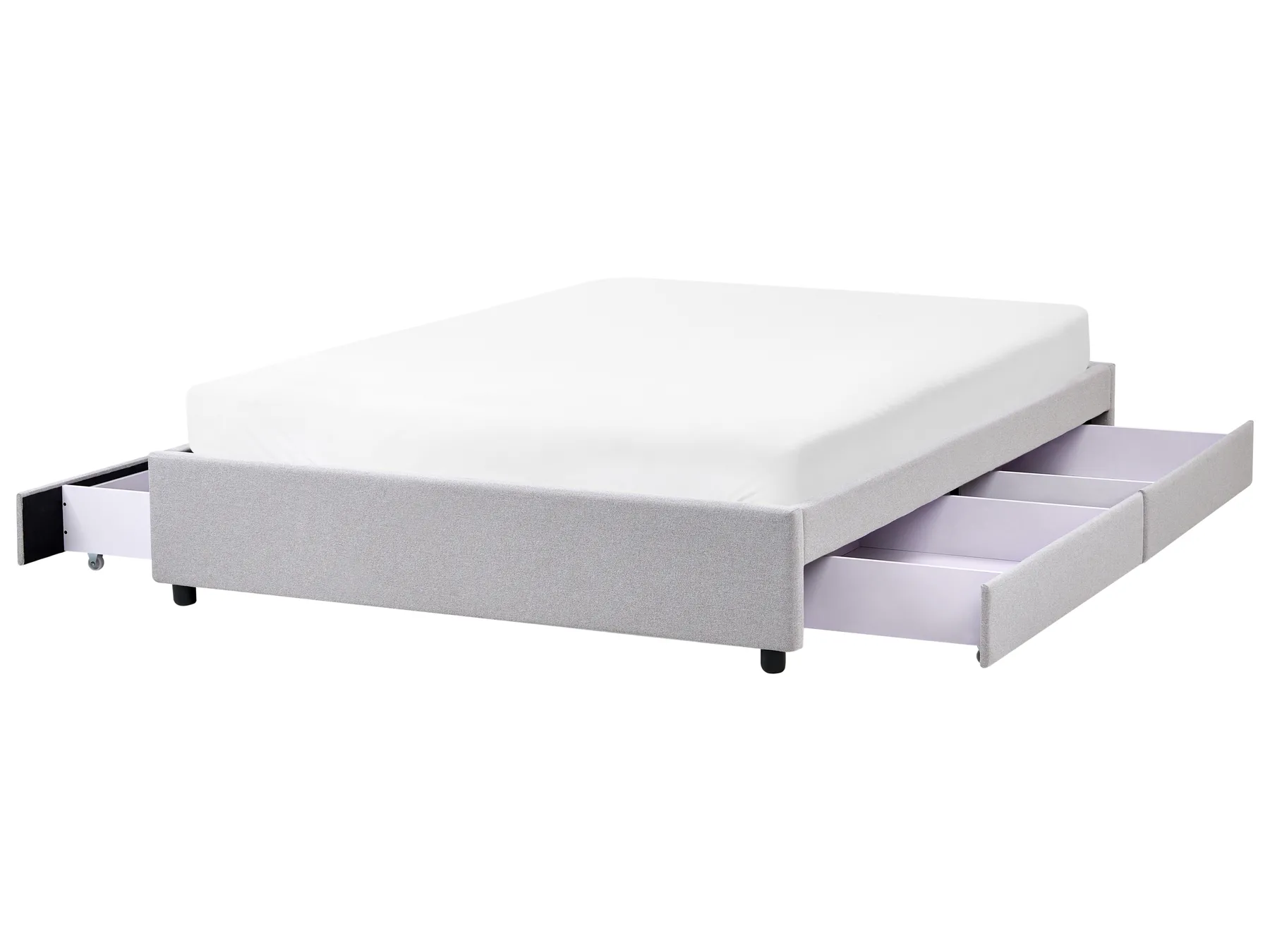 Bed with Storage Drawers without Headboard PRADES Fabric Light Grey 140 x 200 cm (EU Double)_996090