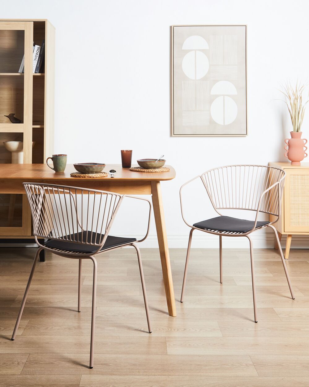 Set van 2 eetkamerstoelen RIGBY Metaal Beige