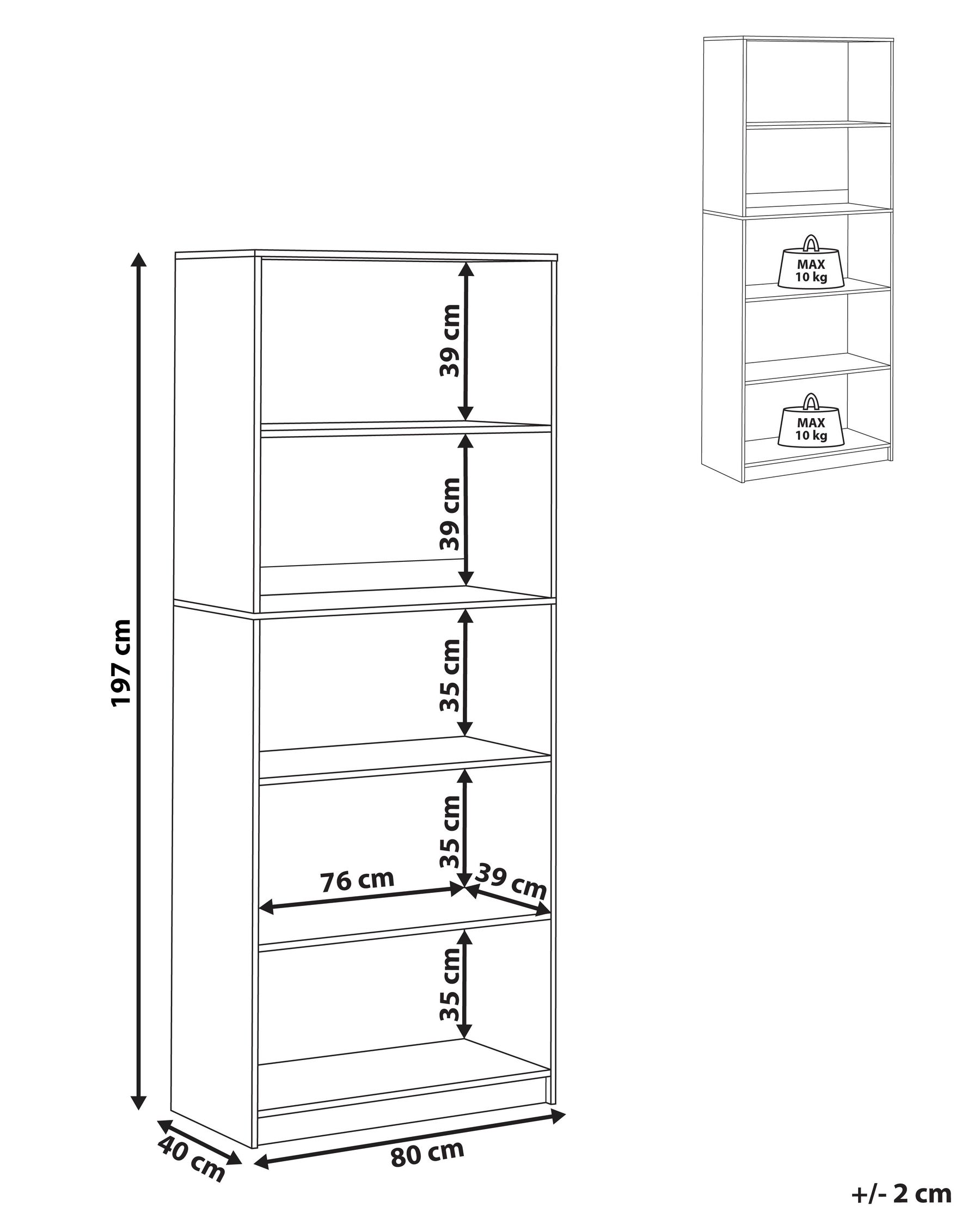 5 Tier Bookcase ZEHNA 197 cm Black_1026439