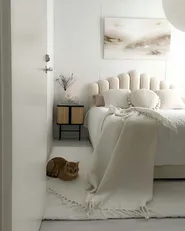 Bett mit Stauraum VINCENNES Samtstoff Cremeweiß 180 x 200 cm_866931